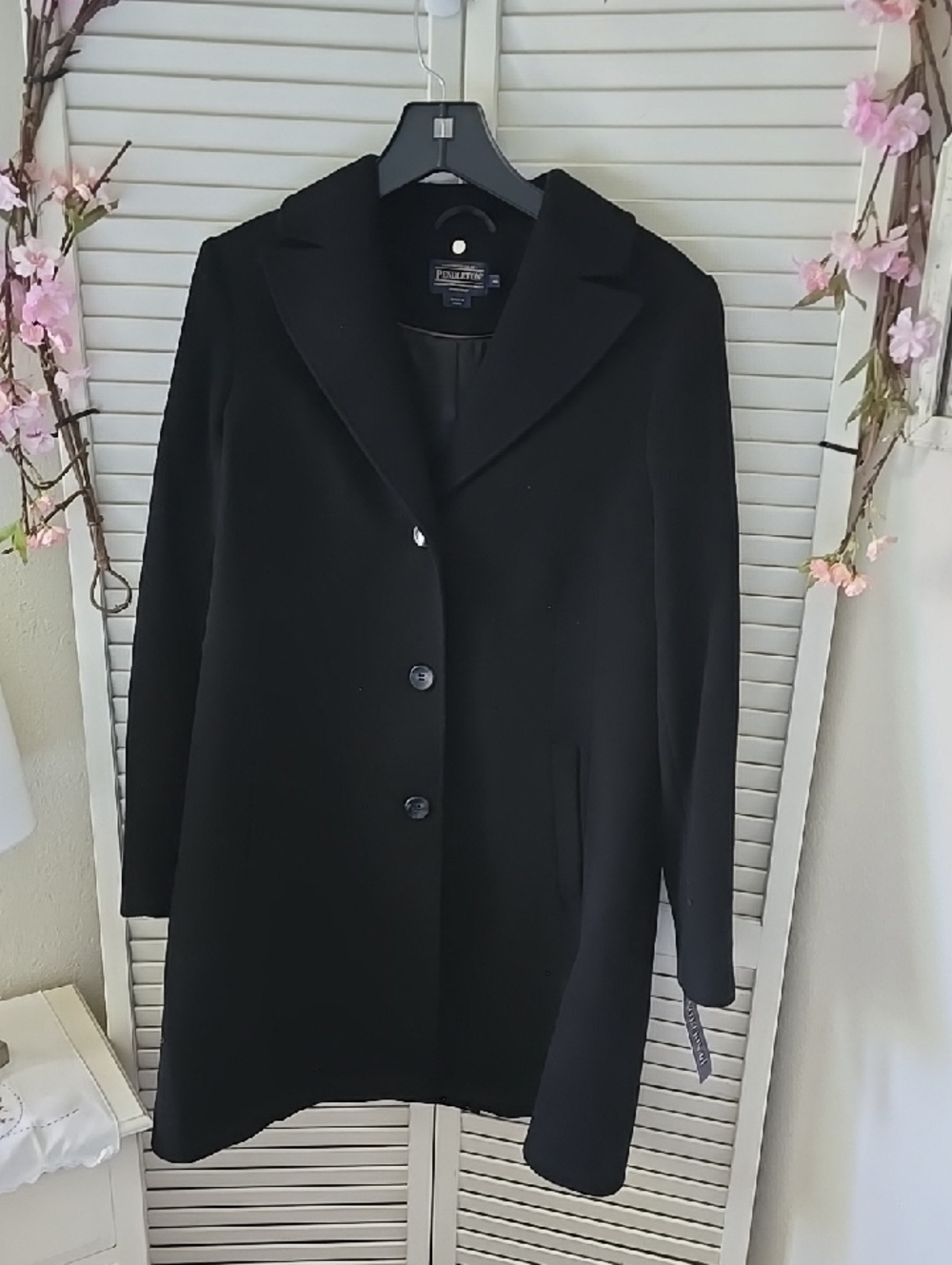 Pendleton Black Single-Breasted Wool Pea Coat